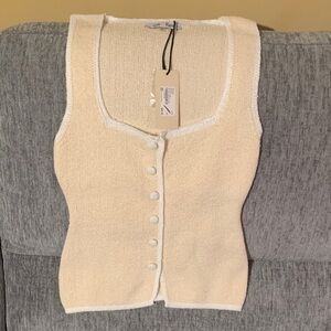 Mixology Gab Kate Cream Knit Button-Up Vest